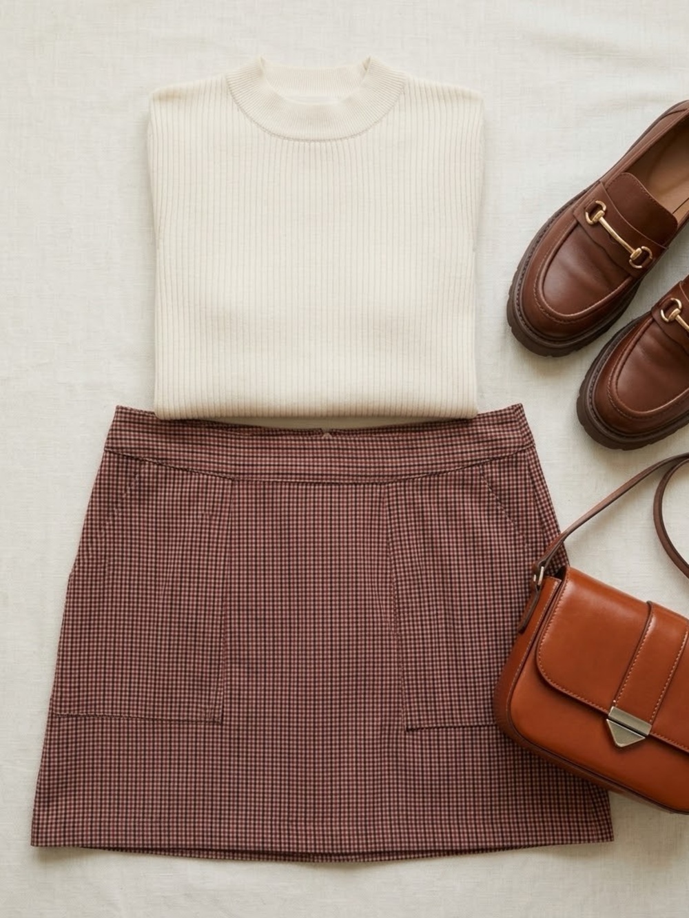 A New Day Plaid Mini Skirt Preppy Grunge Fall Burgundy